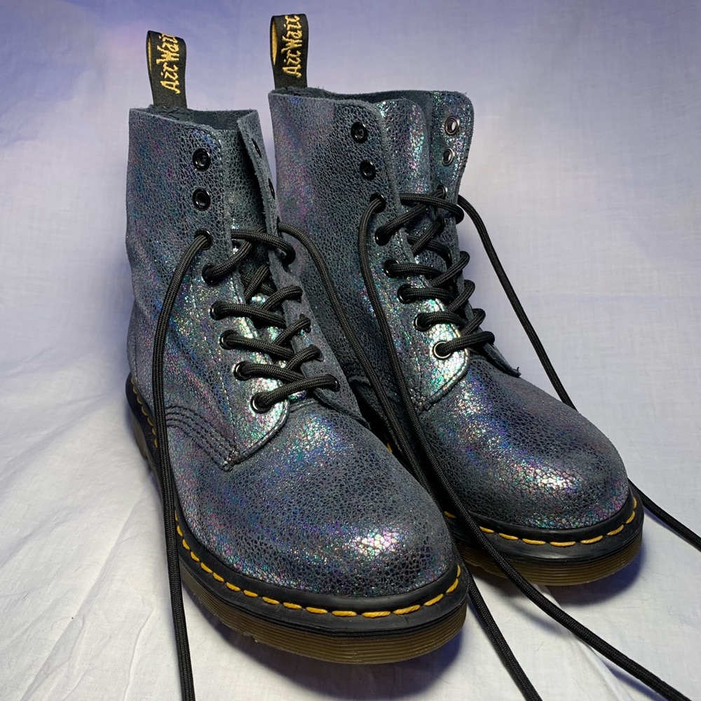 Holographic iridescent Dr Martens boots